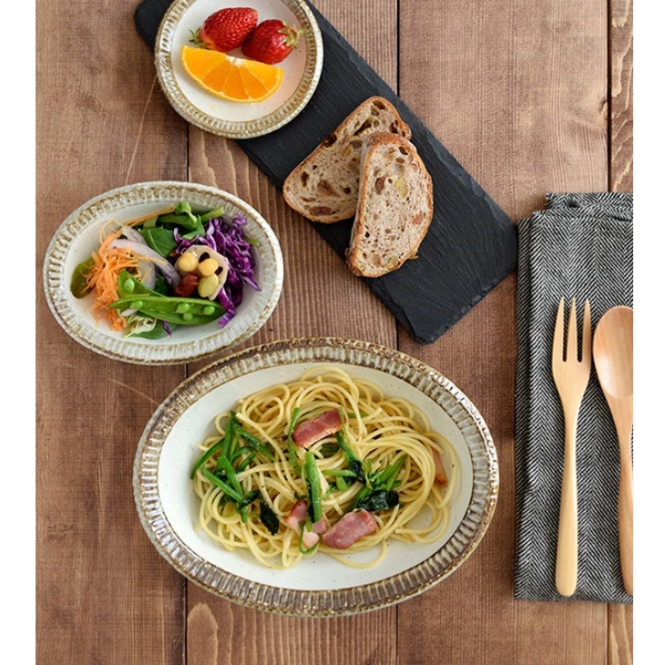 和食器 楕円鉢（渕錆粉引）中鉢 楕円中鉢 カレー皿 パスタ皿 パスタボウル 