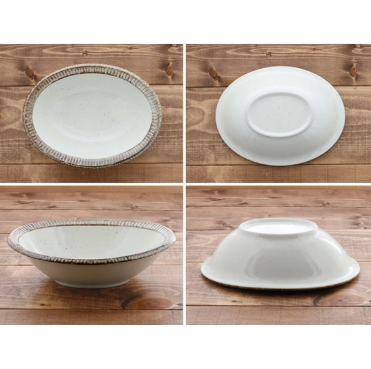 和食器 楕円鉢（渕錆粉引）中鉢 楕円中鉢 カレー皿 パスタ皿 パスタボウル 