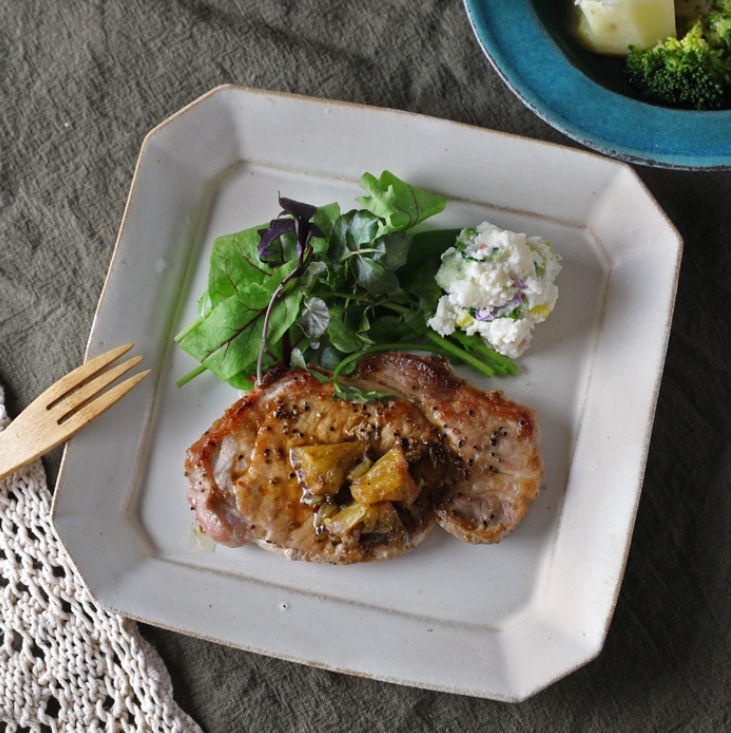 益子焼 八角オードブル皿 kinari スクエア 角皿 