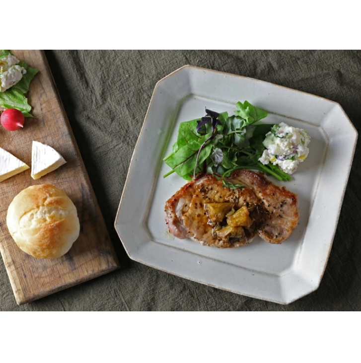 益子焼 八角オードブル皿 kinari スクエア 角皿 