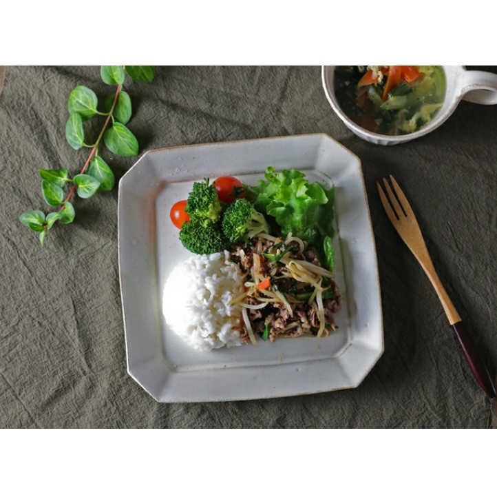 益子焼 八角オードブル皿 kinari スクエア 角皿 