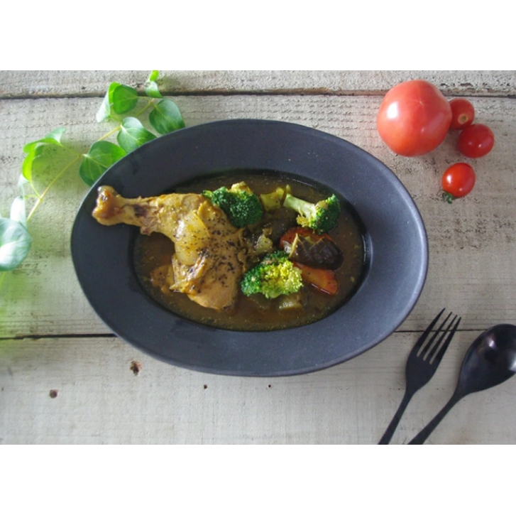 リム皿 楕円（大） ブロンズ黒マット 益子焼 やさしい器シリーズ オーバル皿