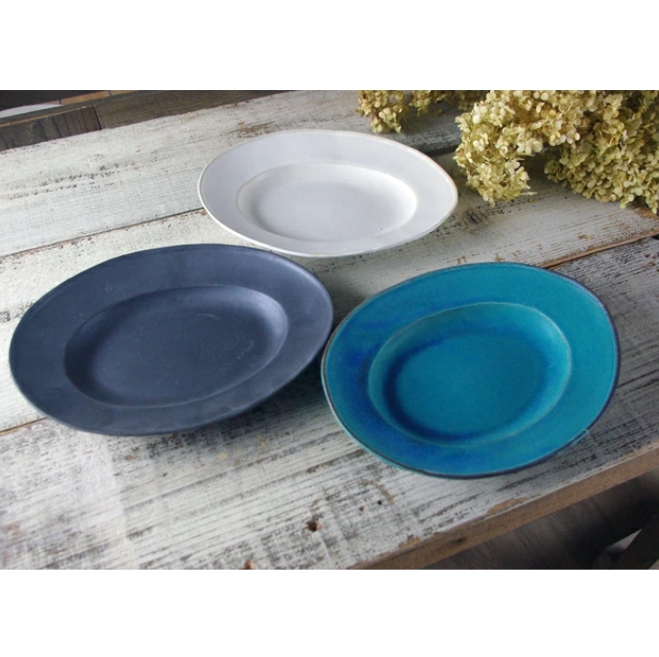 リム皿 楕円（大） ブロンズ黒マット 益子焼 やさしい器シリーズ オーバル皿