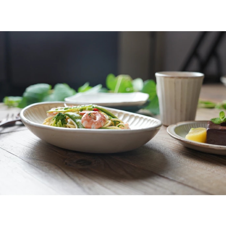 益子焼 Kinari パスタ皿 (おしゃれ ナチュラル) (オーバル 楕円皿)