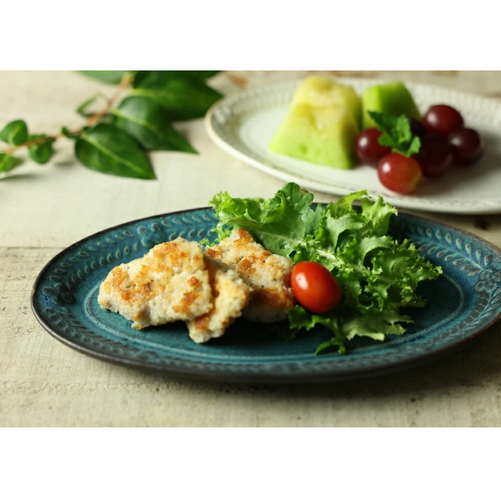 益子焼 ローズマリーの楕円皿 シャビーターコイズ わかさま陶芸 楕円皿 オーバル皿