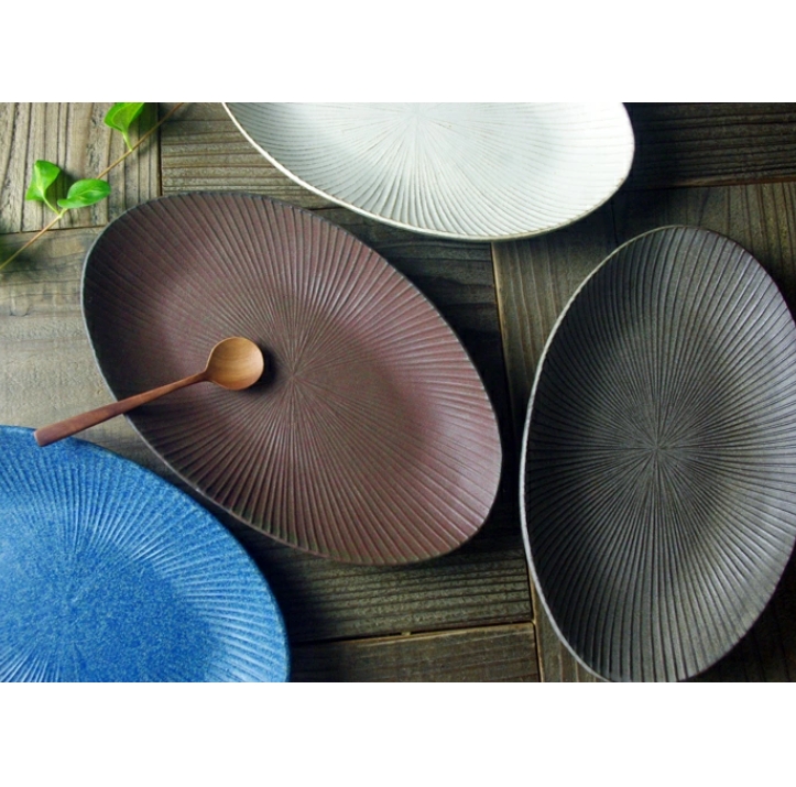 SENシリーズ 楕円皿（大）【アースブラウン】益子焼  わかさま陶芸
