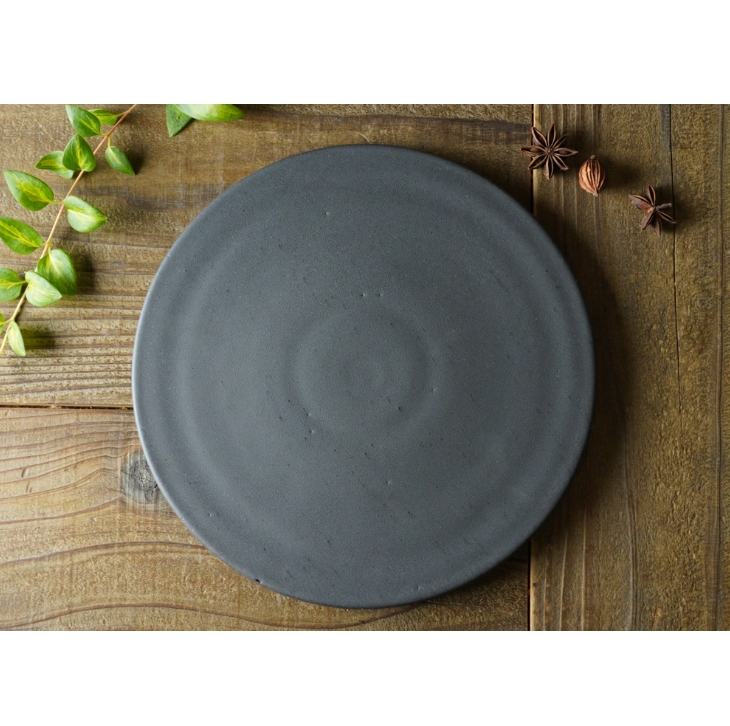 益子焼 フラットプレート（特大） ブロンズ黒マット わかさま陶芸 大皿