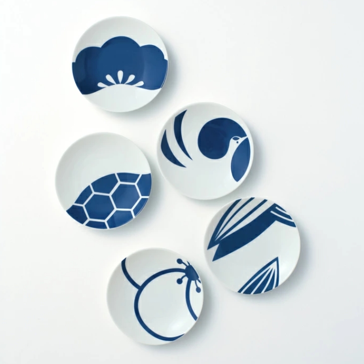 小皿 和食器 12cm【柄違い5点セット】「 たち吉 藍吉祥 皿 」取り皿