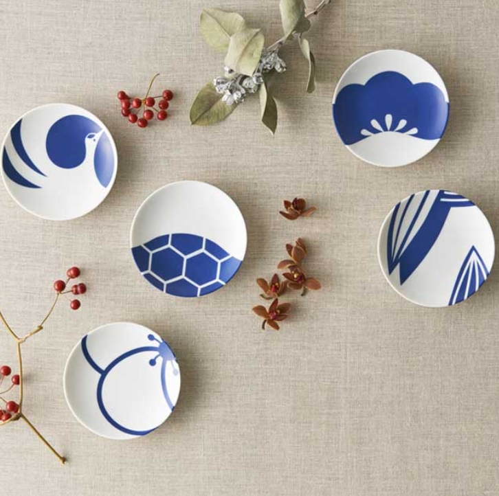 小皿 和食器 12cm【柄違い5点セット】「 たち吉 藍吉祥 皿 」取り皿
