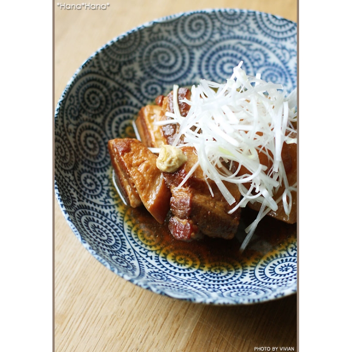 藍染 たこ唐草 ゆらぎ深皿 和皿 21cm//美濃焼
