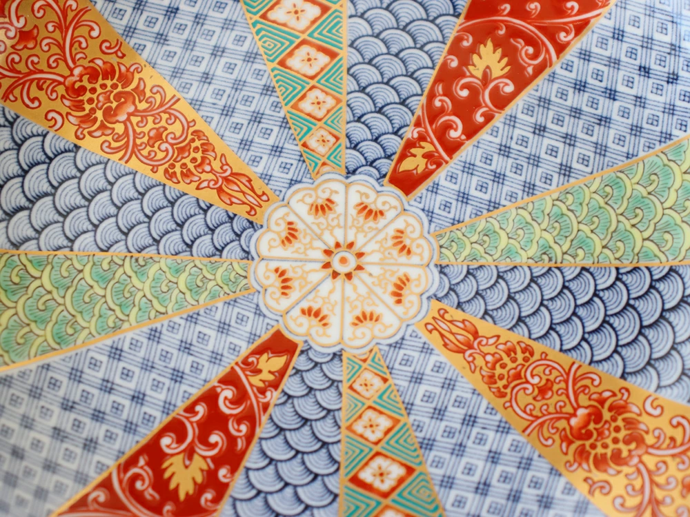 林九郎窯 古伊万里様式 菊割花地紋 プレート16cm