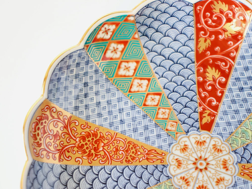 林九郎窯 古伊万里様式 菊割花地紋 プレート16cm