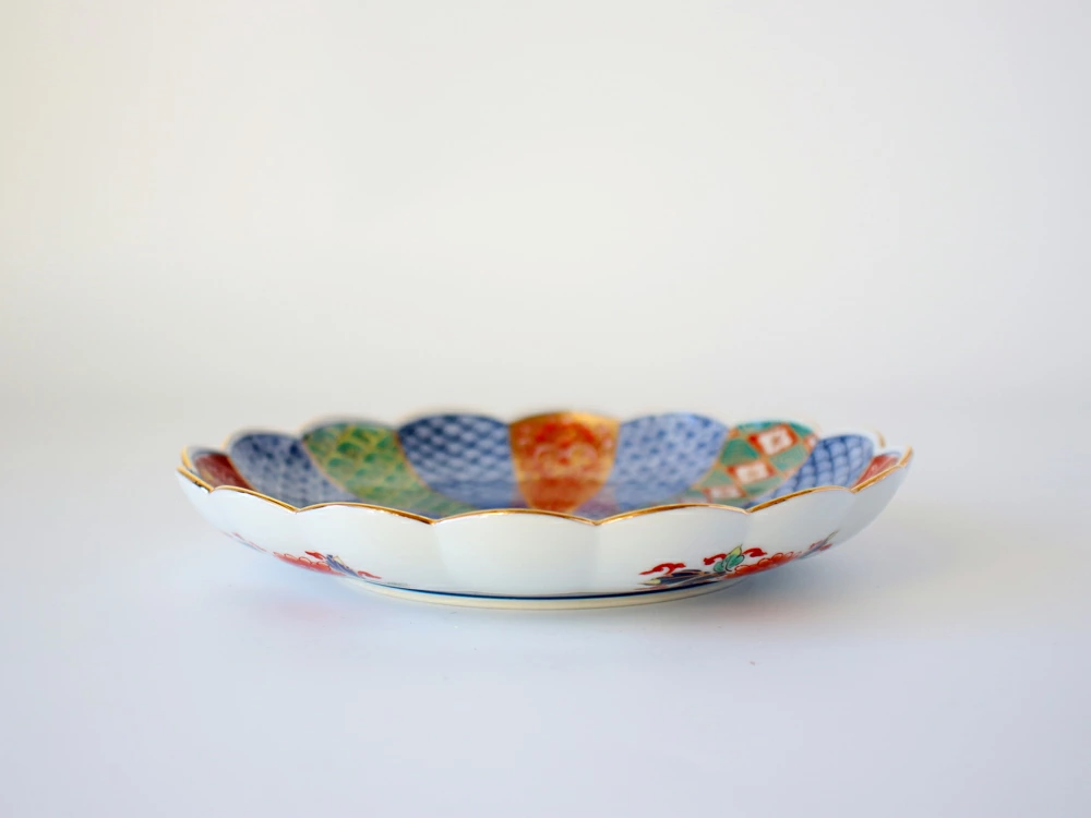 林九郎窯 古伊万里様式 菊割花地紋 プレート16cm