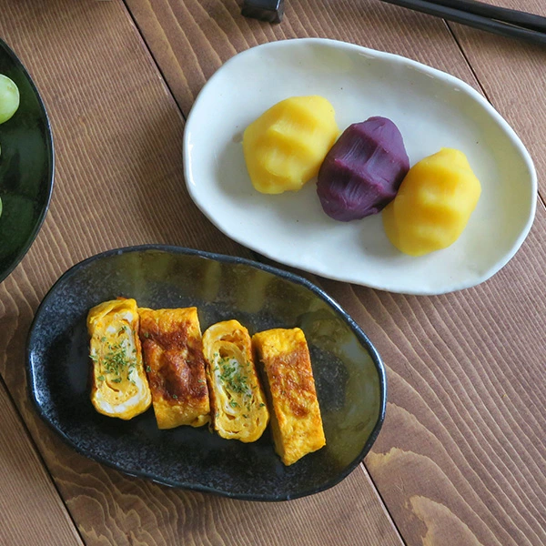 和食器 おしゃれ 水玉 楕円皿（ドットモノトーンシリーズ）