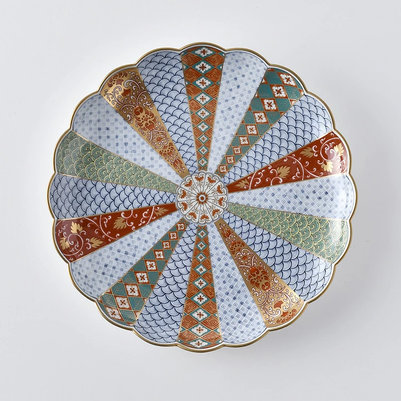 菊割花地紋 ８号皿　【波佐見焼き】石丸陶芸林九郎窯オリジナル商品