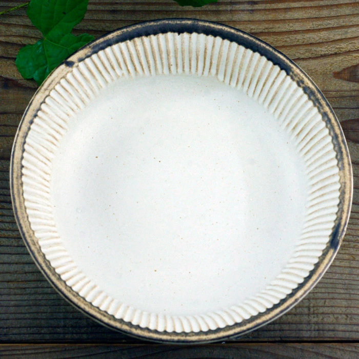 益子焼アンティークスリムライン パスタ皿 (リム付き鉢 リムボウル)