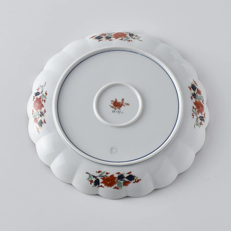 菊割花地紋 ８号皿　【波佐見焼き】石丸陶芸林九郎窯オリジナル商品