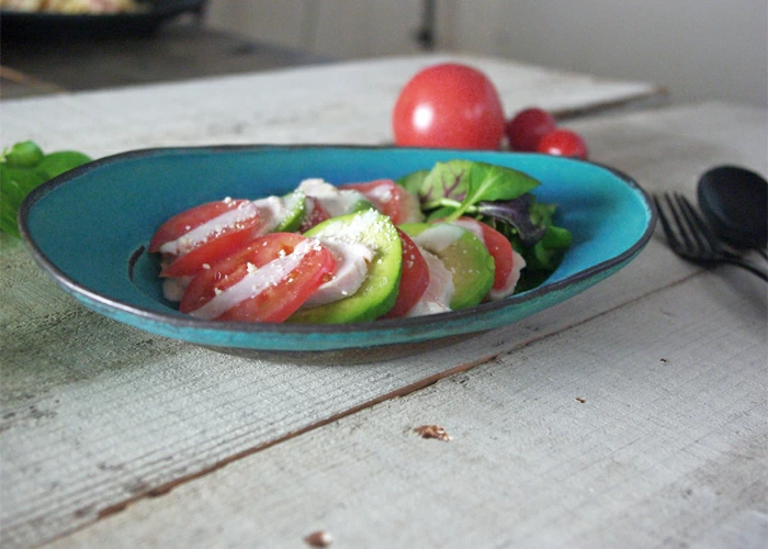 リム皿 楕円(大) シャビーターコイズ 益子焼