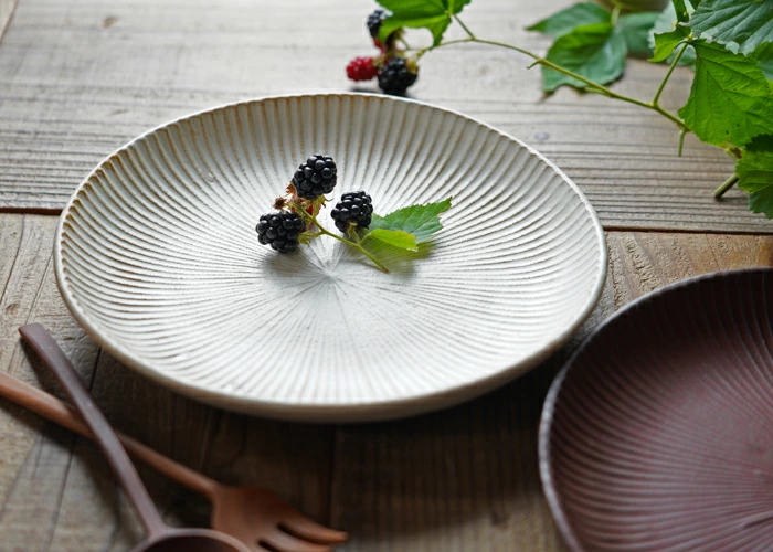 SENシリーズ プレート大【丸皿/kinari】益子焼