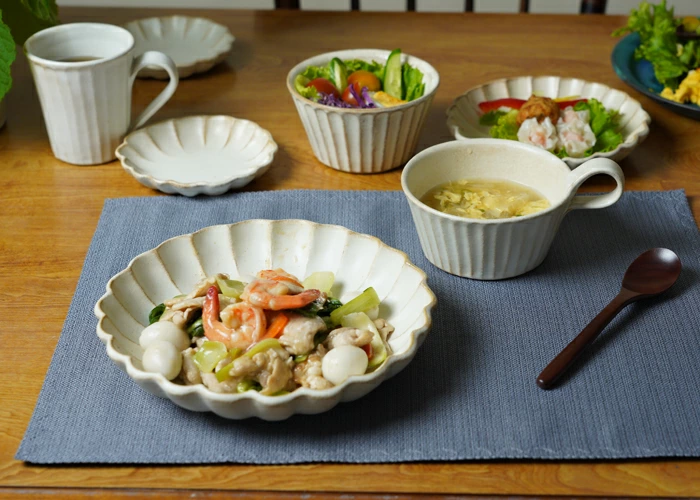 kinari 輪花皿（大） 益子焼 リンカ 大皿 パスタ皿 カレー皿