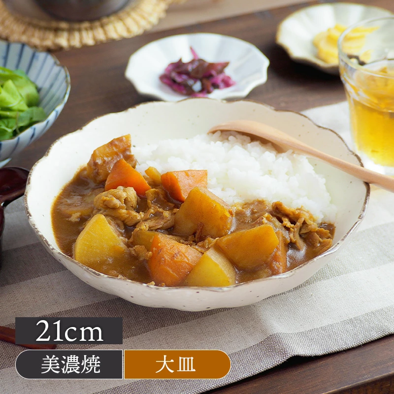 深皿 白化粧 菊型 21cm パスタ・カレー皿 和食器