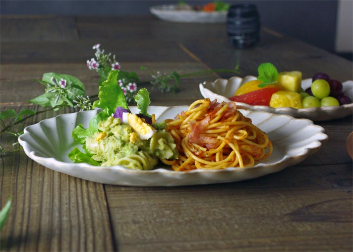 益子焼 メレンゲ皿 楕円（大）kinari オーバル皿 アイボリー シンプル