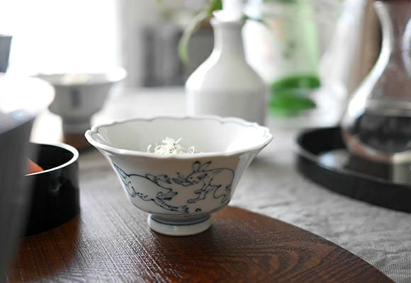 洸琳窯　高山寺　桔梗高台反仲付
