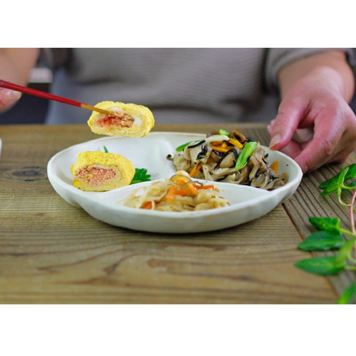 ランチプレート（Y字型仕切り）kinari 益子焼 ３つ仕切り 丸皿