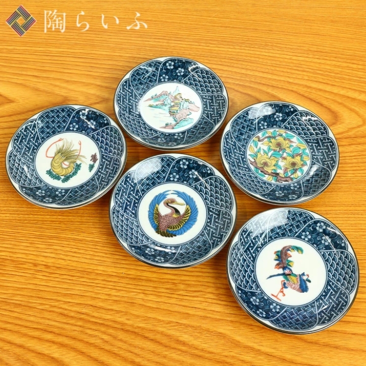 九谷焼 3.3号皿揃 祥瑞小皿揃 古九谷鳳凰/美山窯