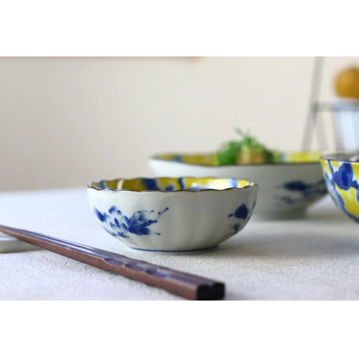 黄彩花紋 小鉢 10.5cm