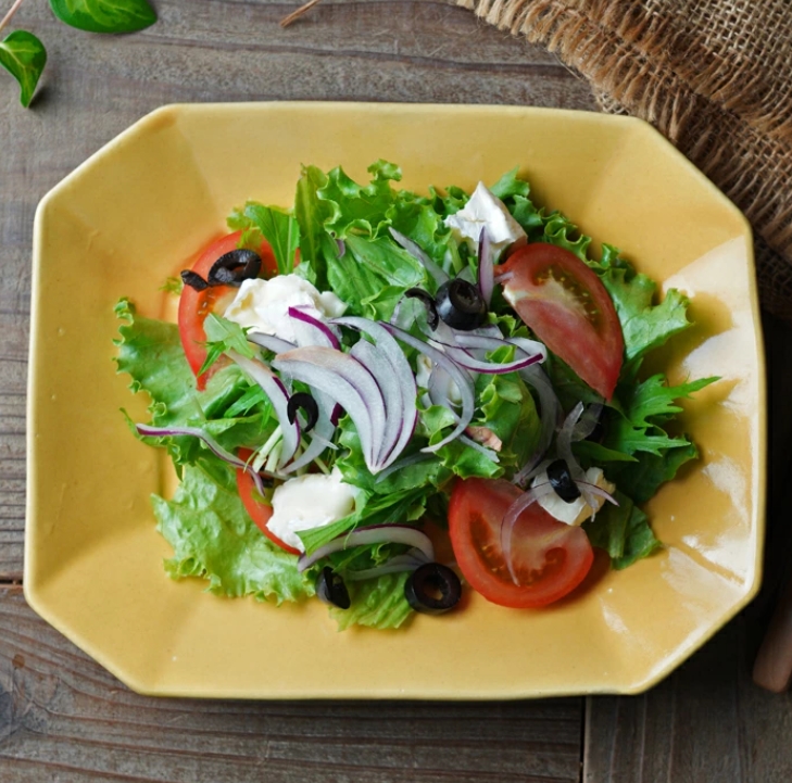 益子焼 ひまわりカラーの八角皿(大)