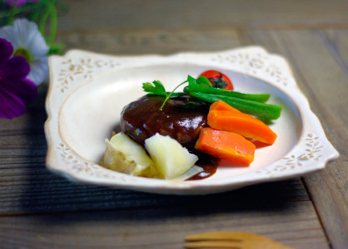 益子焼　kinari フレームプレート 花柄 角皿