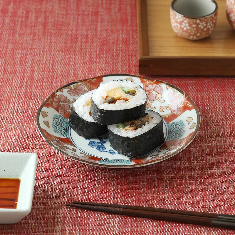 中皿 16cm 染錦古伊万里　和柄 伝統模様