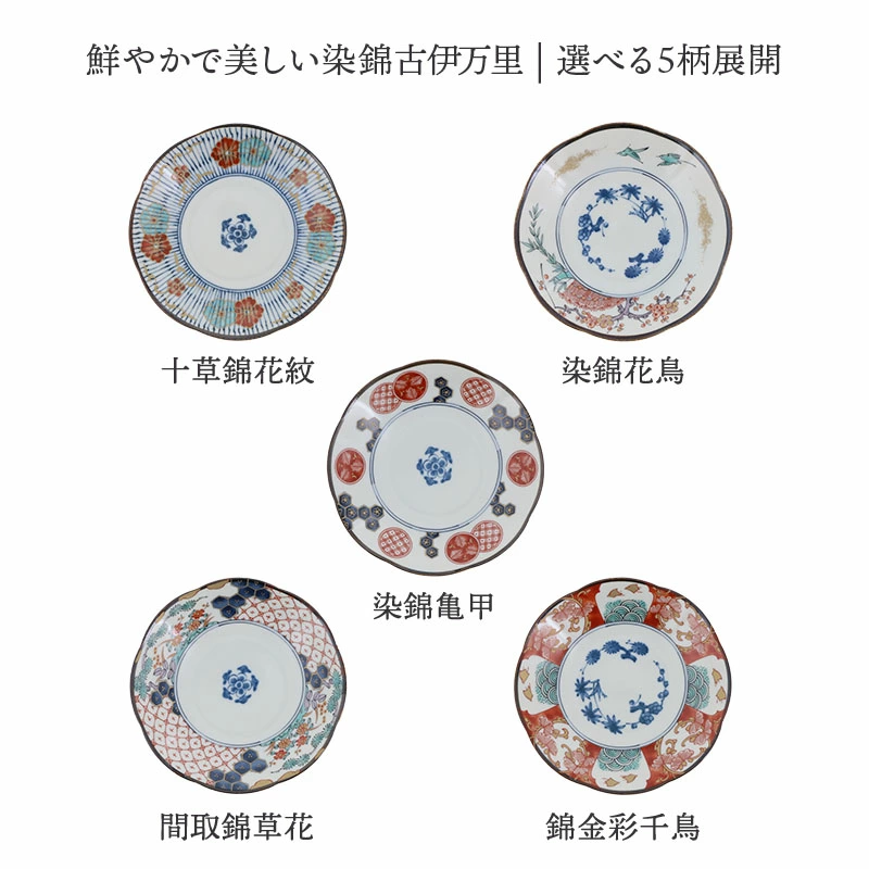中皿 16cm 染錦古伊万里　和柄 伝統模様