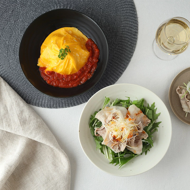 カレー皿 パスタ皿 (黒マット/白マット・梨地 ) EAST 和食器 