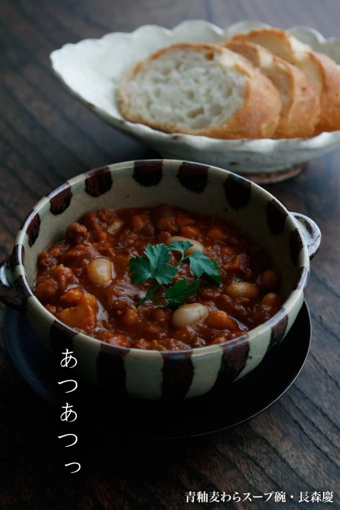 唐津焼：絵唐津麦わら文様スープ碗・中村恵子《小鉢・250ml・13.0cm》