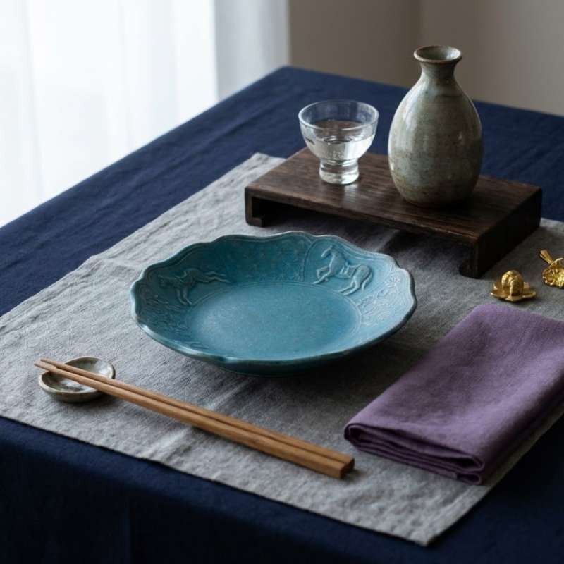 【益子焼】駿馬のお皿　大 わかさま陶芸