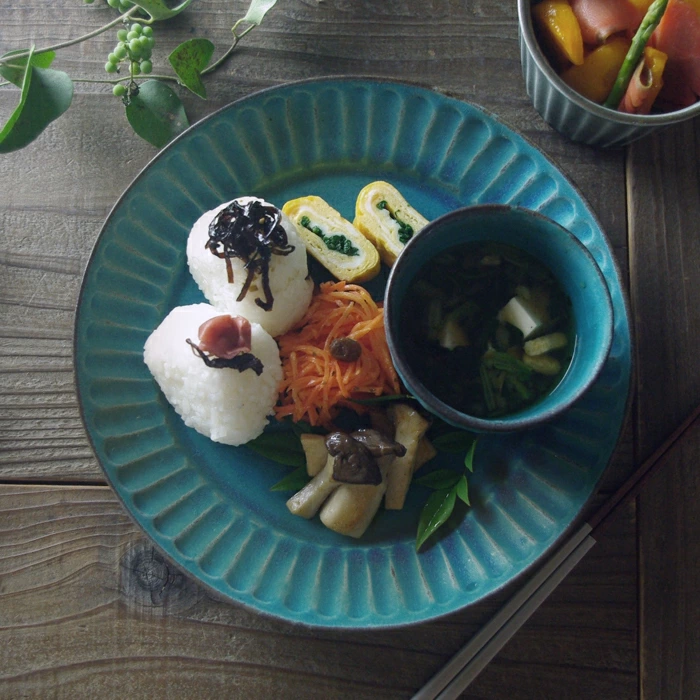 オードブル皿 シャビーターコイズ 益子焼 大皿