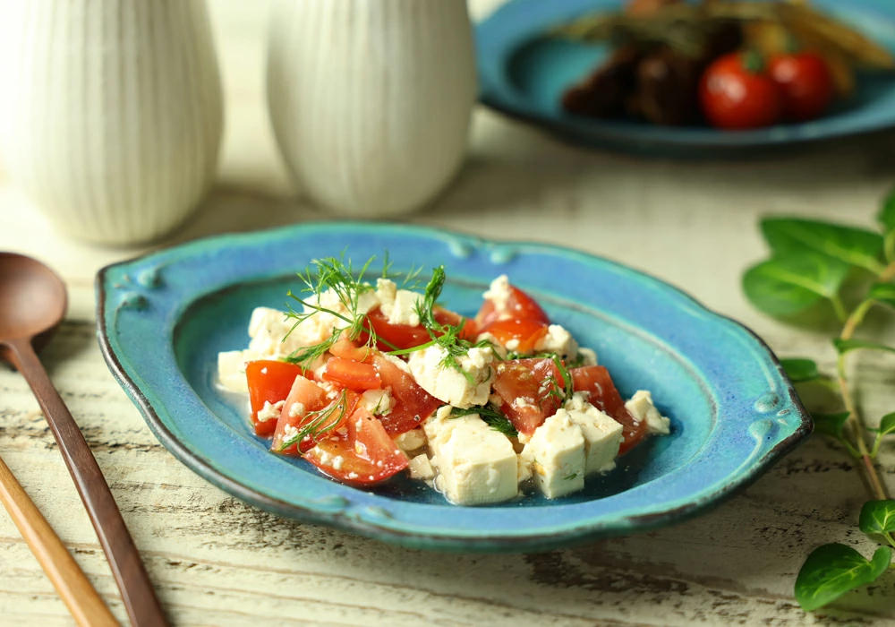 益子焼 洋皿オーバル（小） シャビーターコイズ わかさま陶芸