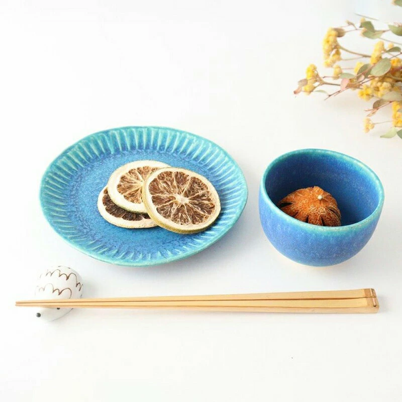 取皿 鎬 ターコイズ 陶器 信楽焼 銘々皿 ケーキ皿