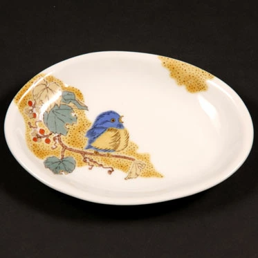 九谷焼 5.3号皿揃 吉田屋雀 中皿 楕円皿 五枚セット