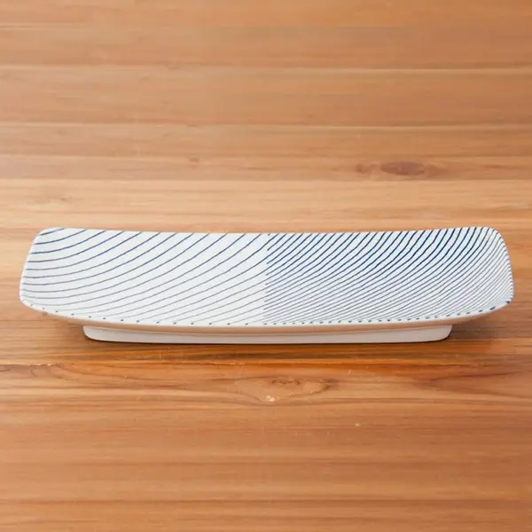 白山陶器 和食器 長焼皿 重ね縞