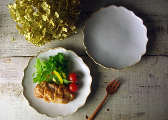 クレマチス（大） kinari 益子焼 プレート わかさま陶芸