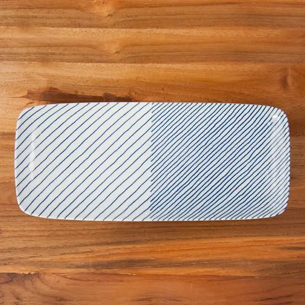 白山陶器 和食器 長焼皿 重ね縞