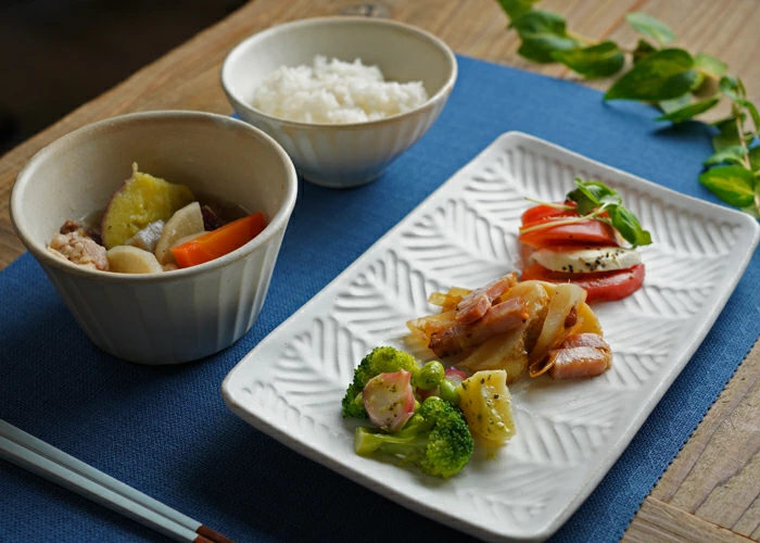 益子焼 ヘリンボーン 焼きもの皿