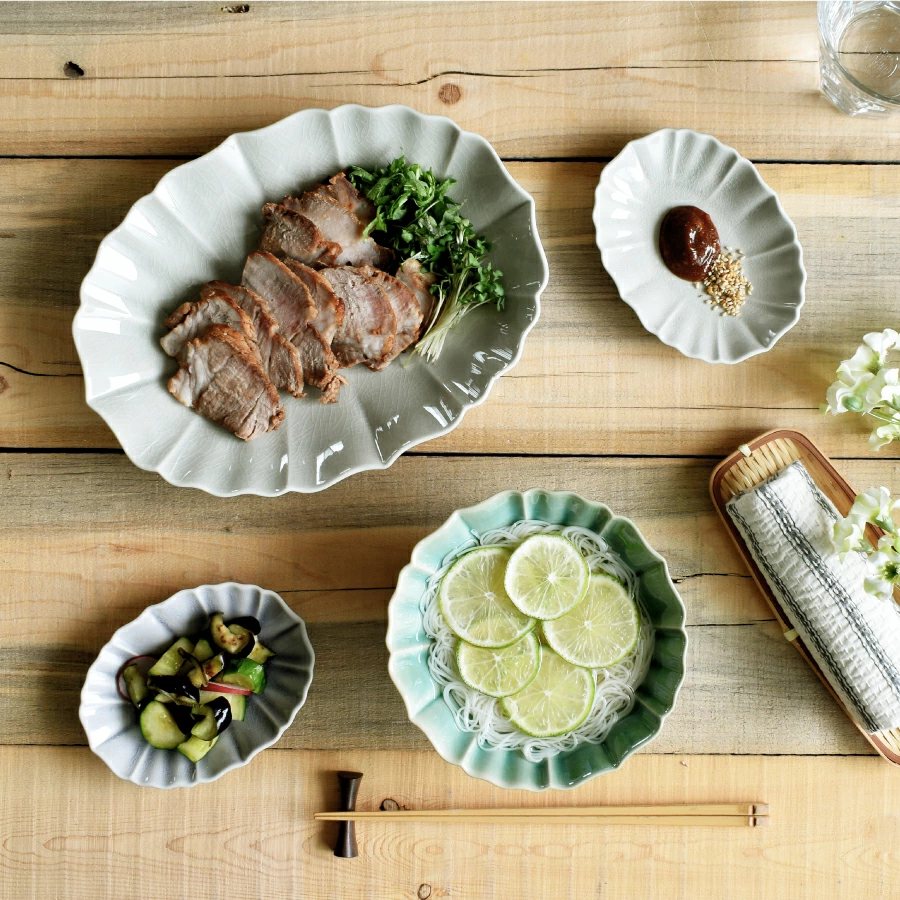 食器 和食器 おしゃれ 皿 大皿 ロータス楕円大皿 モダン 美濃焼 楕円皿