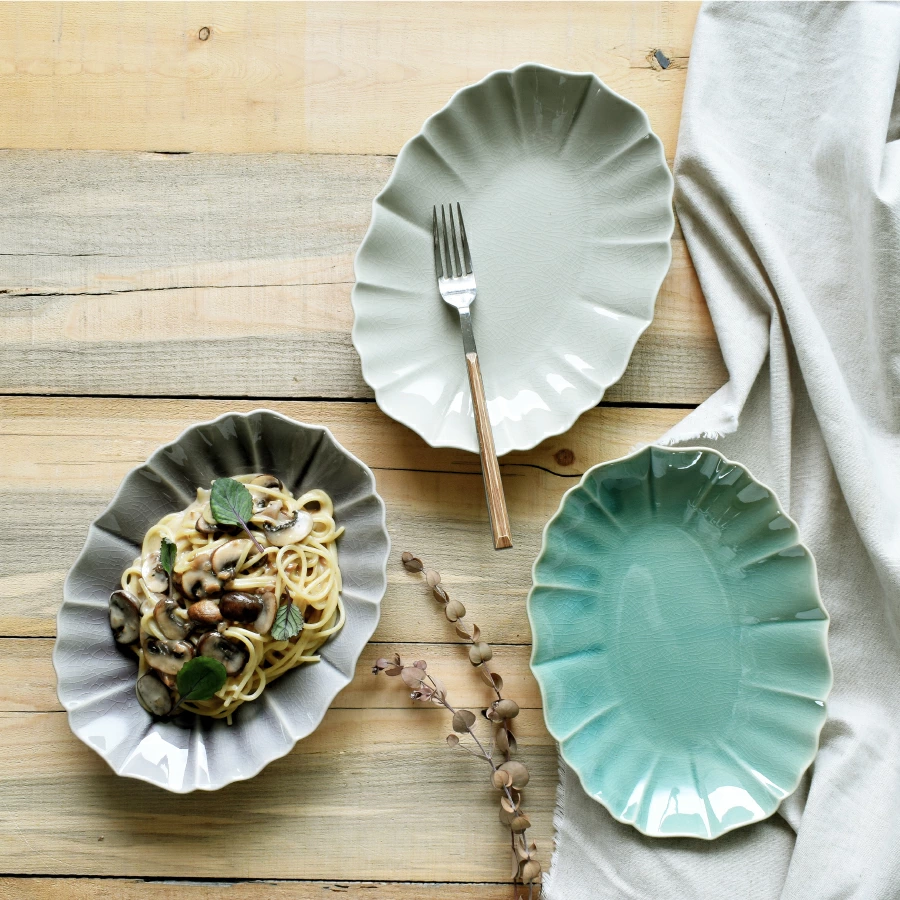 食器 和食器 おしゃれ 皿 大皿 ロータス楕円大皿 モダン 美濃焼 楕円皿