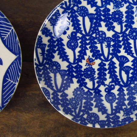 倉敷意匠計画室 KATAKATA(カタカタ) 印判手七寸皿 中皿 青  約21cm