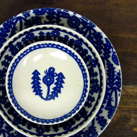 倉敷意匠計画室 KATAKATA(カタカタ) 印判手七寸皿 中皿 青 約21cm