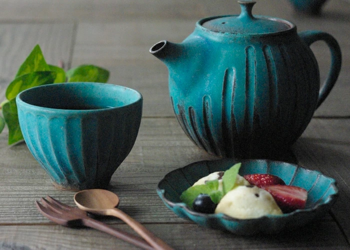 シャビーターコイズ リンカ（小）益子焼
